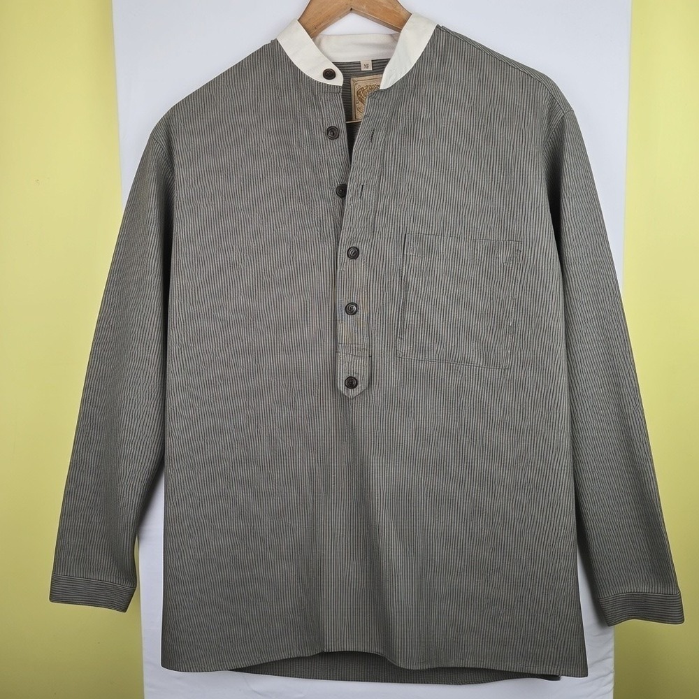 Wah Maker Shirt Mens Size M Tan Striped Frontier Western